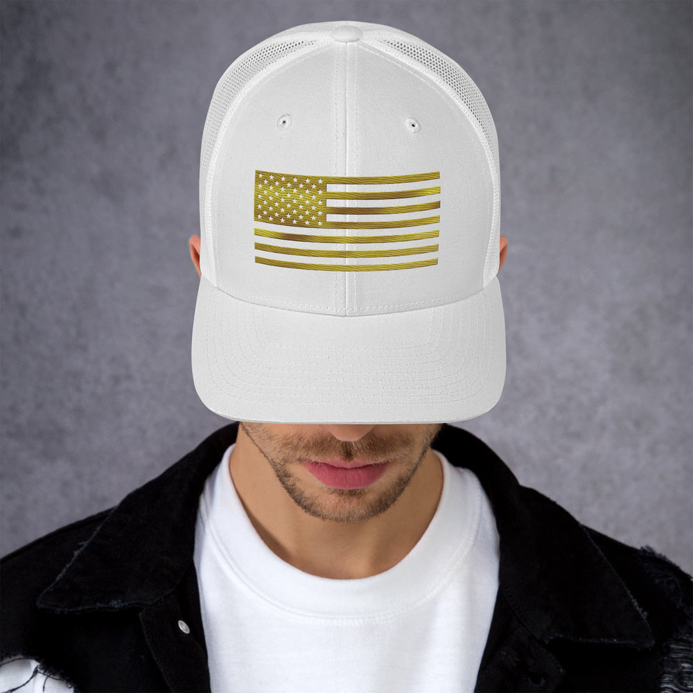 Gold/ White USA Trucker Hat