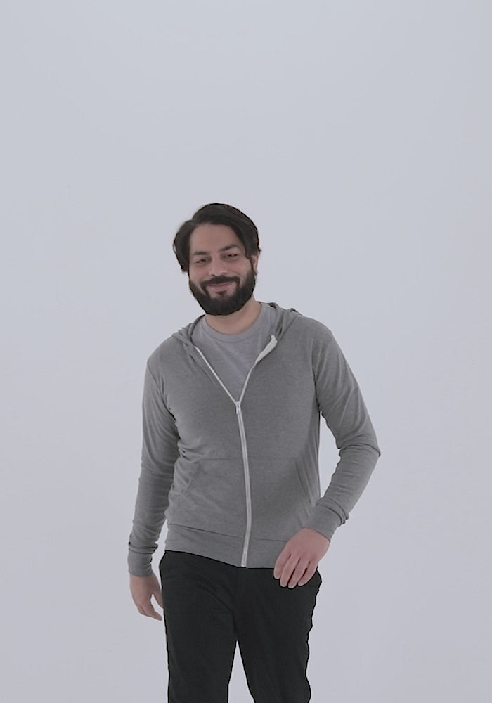 
                  
                    Cargar y reproducir el video en el visor de la galería, Bella Canvas 3939 Unisex Triblend Zip Hoodie.mp4
                  
                